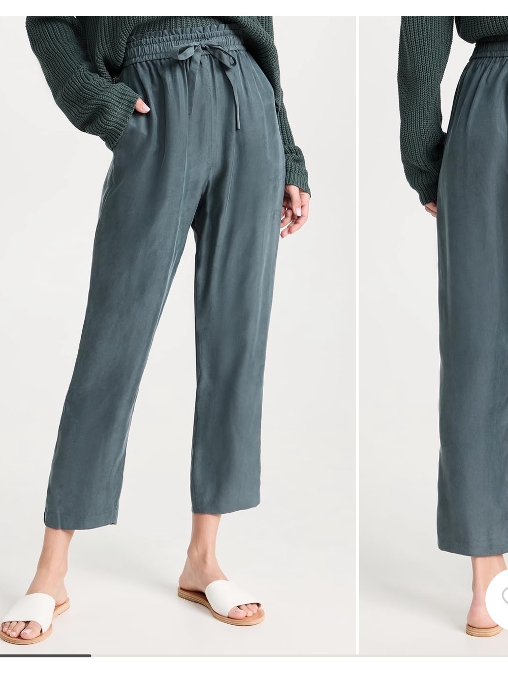 Jenni Kayne Cropped Drawstring Trousers in Slate Blue-Green